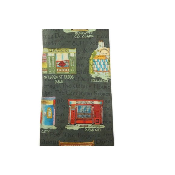 CARA CRAFT Ireland Landmark Dublin Stores Sightseeing Green Men's Silk Neck Tie - Picture 3 of 4